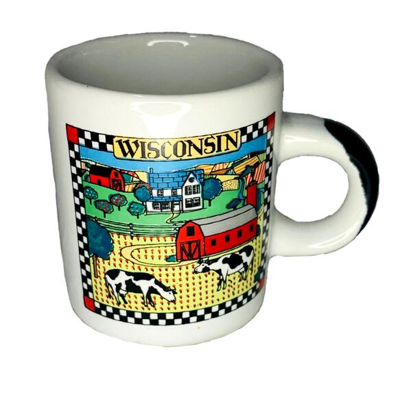 Demitasse Cup Wisconsin White Miniature 2.5 oz. Mug 1991 Shot Souvenir Mini - Picture 1 of 7